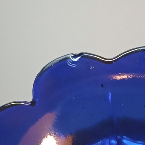 ☀️ Vintage Northwood cobalt blue carnival glass pedestal bowl. - Picture 9 of 9